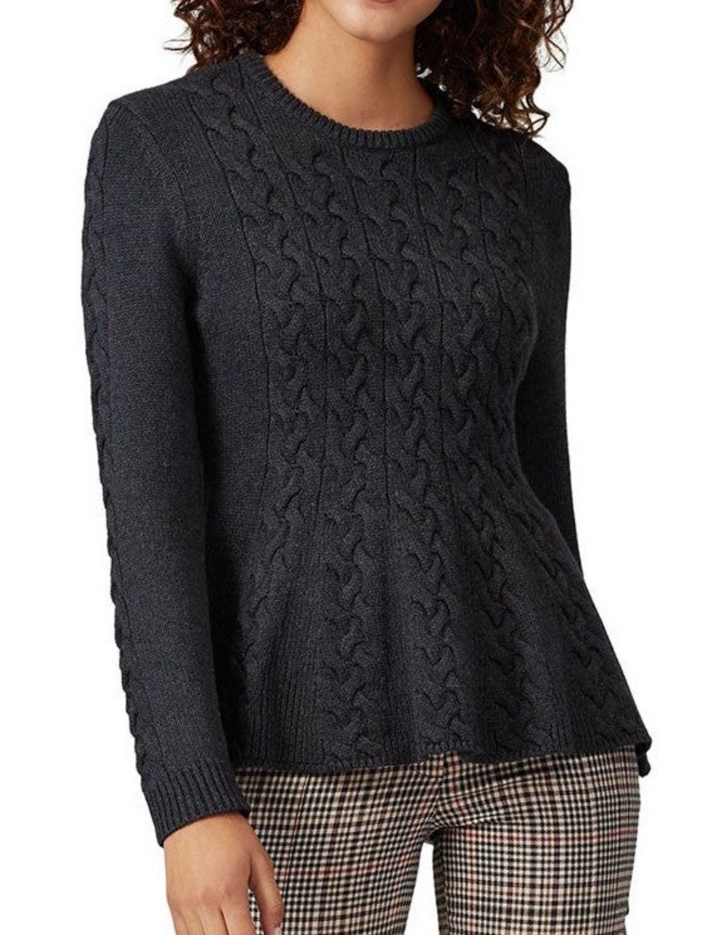Jason Wu Classic Cable-Knit Heavy Crewneck Sweater - Charcoal